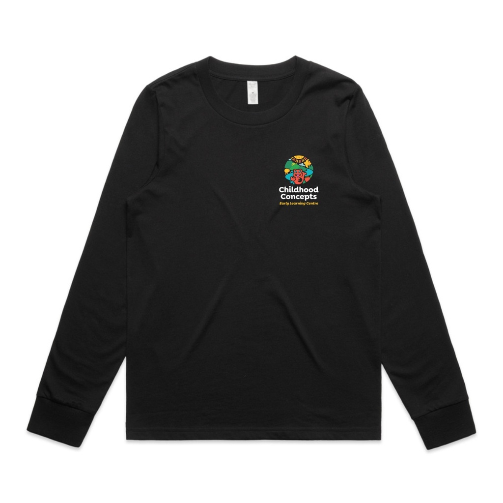 Childhood Concepts Womens Long Sleeve T-shirt (Black) (XS)